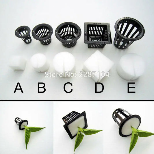 10 Black Mesh Pot Net Cups & Foam Inserts Set