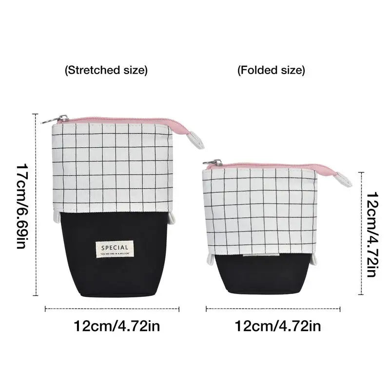 Grid Pattern Retractable Pencil Case