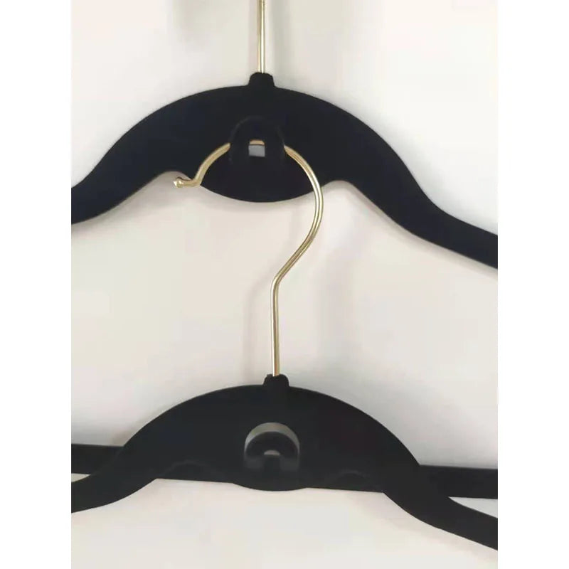 10 Non Slip Black Velvet Clothes Hangers with Stacking Notches